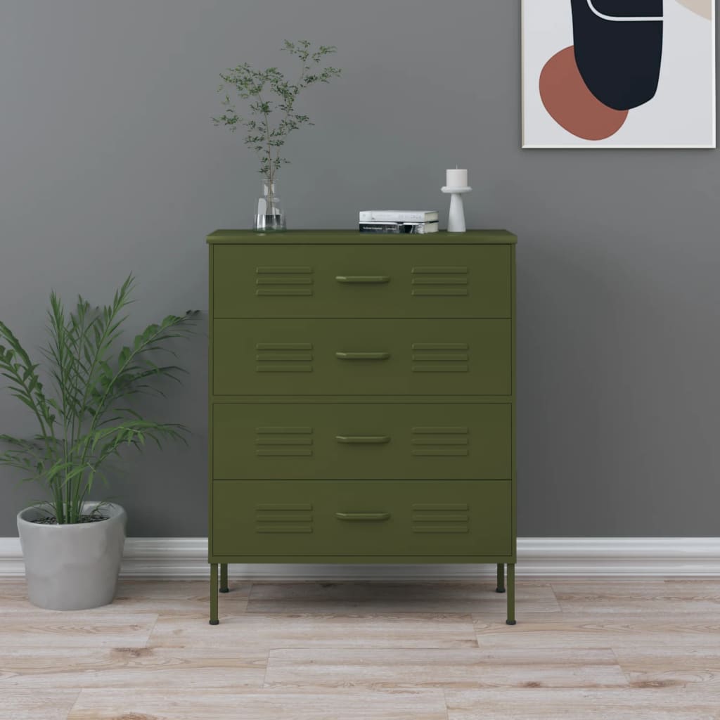 foto del prodotto cassettiera verde oliva 80x35x101,5 cm in acciaio cod mxl 70985