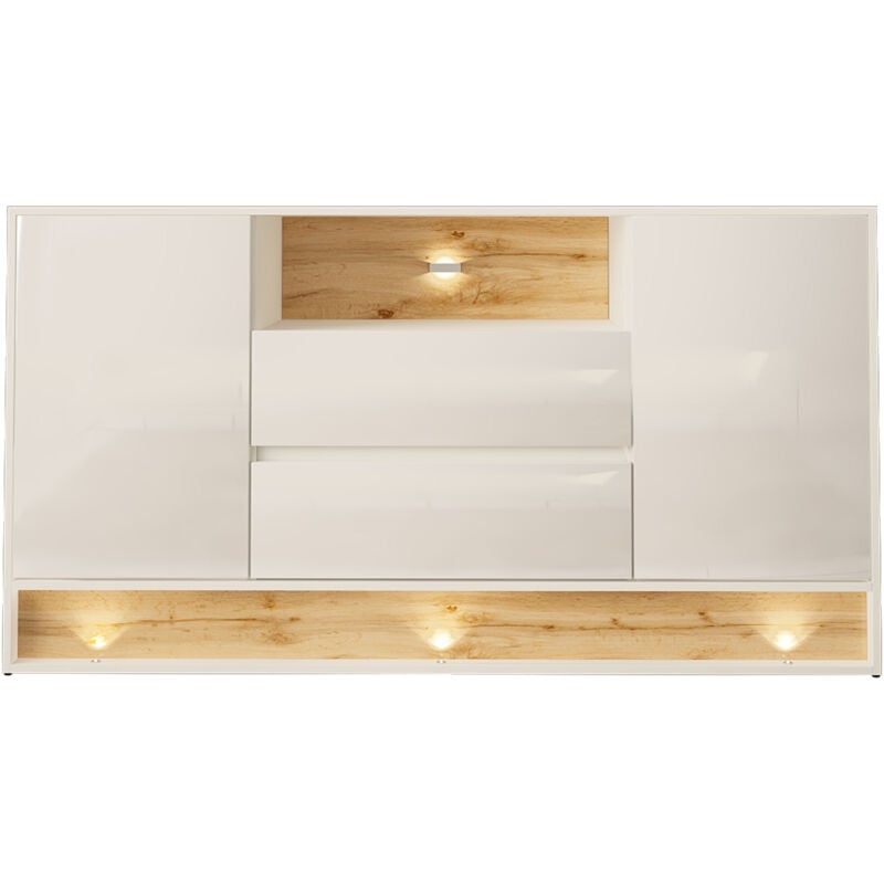 foto del prodotto cassettiera visionary 160 cm bianco lucido rovere wotan