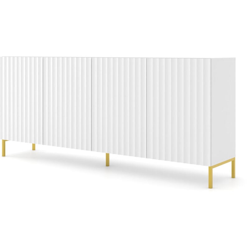 foto del prodotto cassettiera wave 200cm 4d fresata bianco opaco + piedini