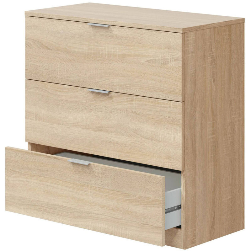 foto del prodotto cassettiera whittier, cassettiera camera da letto , settimino a 3 cassetti, 77x38h80 cm, rovere, con imballo rinforzato dmora