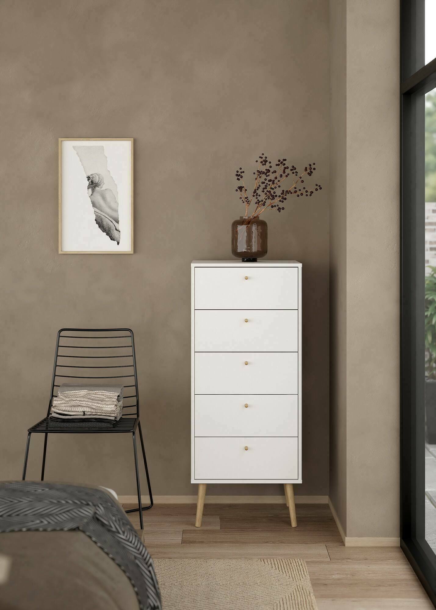 foto del prodotto cassettiera yaounde, settimino multiuso, com camera da letto, mobile con cassetti, 50x39 h120 cm, bianco