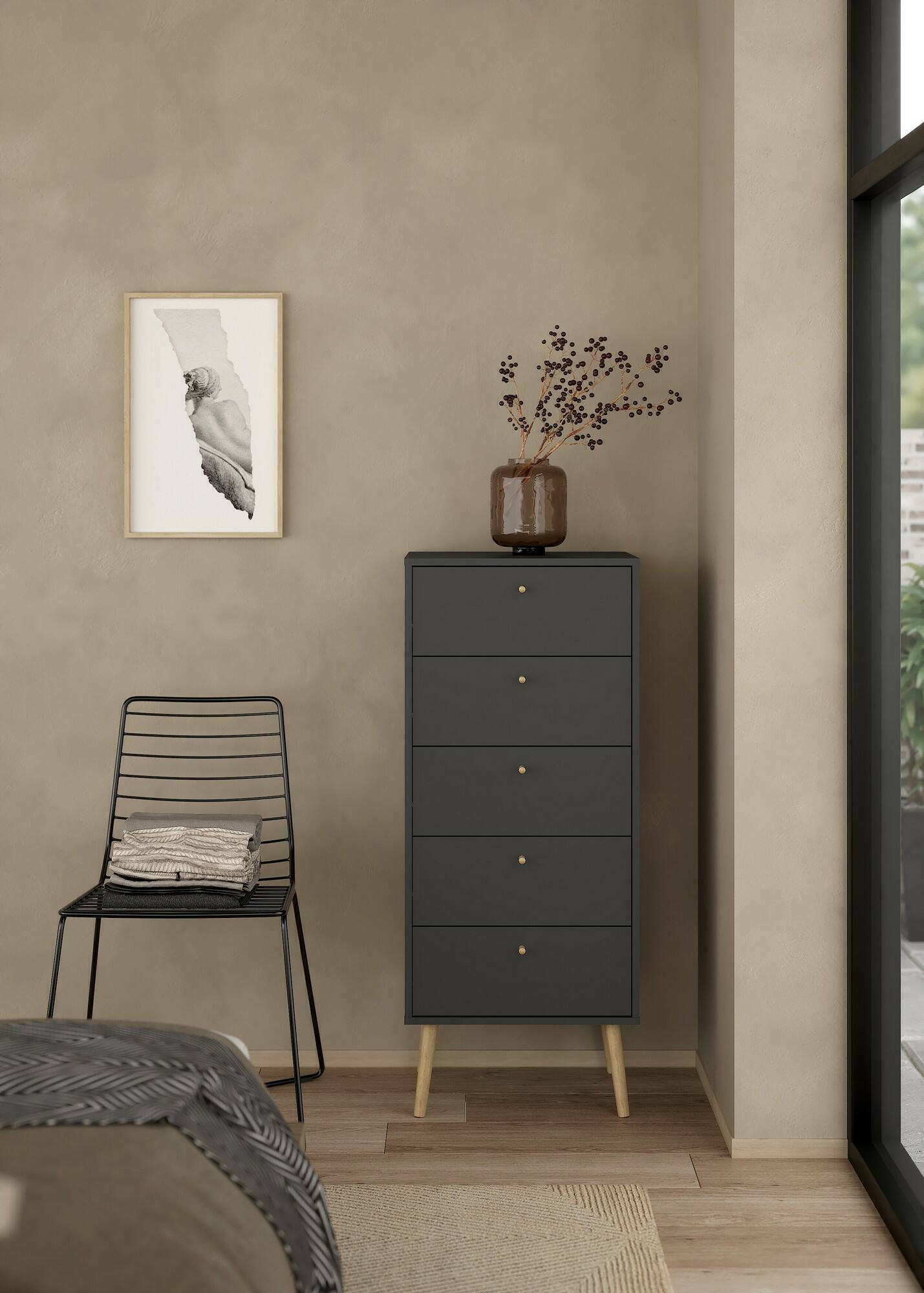 foto del prodotto cassettiera yaounde, settimino multiuso, com camera da letto, mobile con cassetti, 50x39 h120 cm, grigio