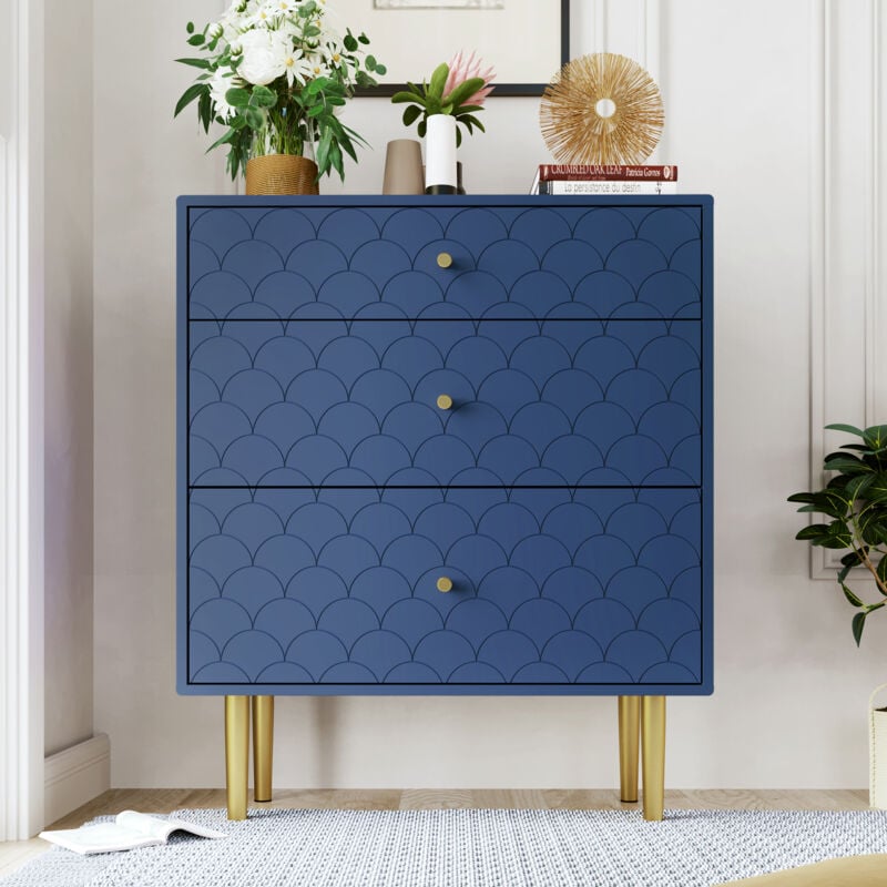 foto del prodotto cassettiere 89 x 75 x 40 cm con 3 cassetti, blu navy