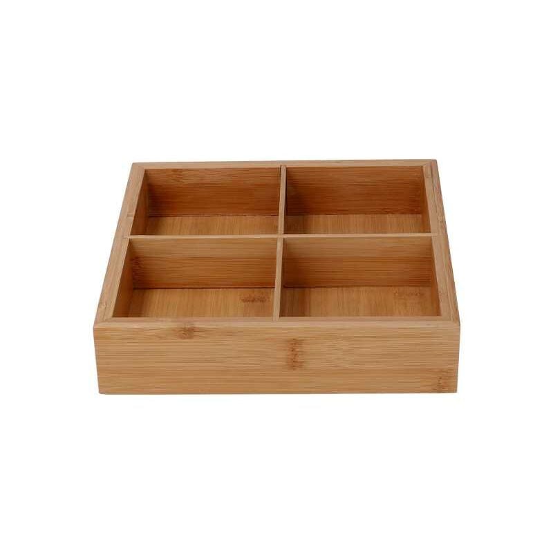 foto del prodotto cassetto bamb 4 scomparti naturale quadro cm 21x21h4,8