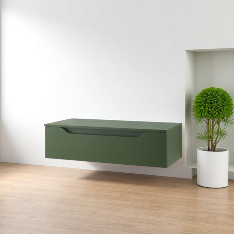foto del prodotto cassetto da bagno sospeso 100 cm verde opaco giglio