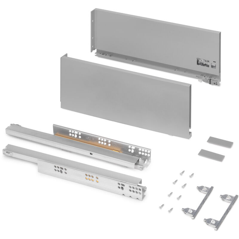 foto del prodotto cassetto esterno vertex 40kg altezza 178mm, profondit 450mm, acciaio, grigio verniciato emuca