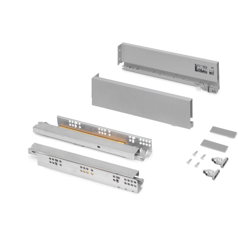 foto del prodotto cassetto esterno vertex 40kg altezza 93mm, profondit 350mm, acciaio, grigio verniciato emuca