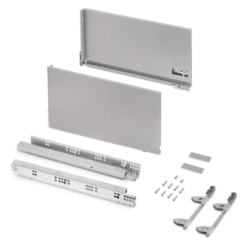 foto del prodotto cassetto esterno vertex 60kg, altezza 242mm, profondit 450mm, acciaio, verniciato alluminio emuca