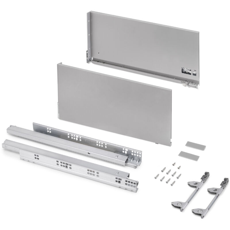 foto del prodotto cassetto esterno vertex 60kg, altezza 242mm, profondit 500mm, acciaio, verniciato alluminio emuca