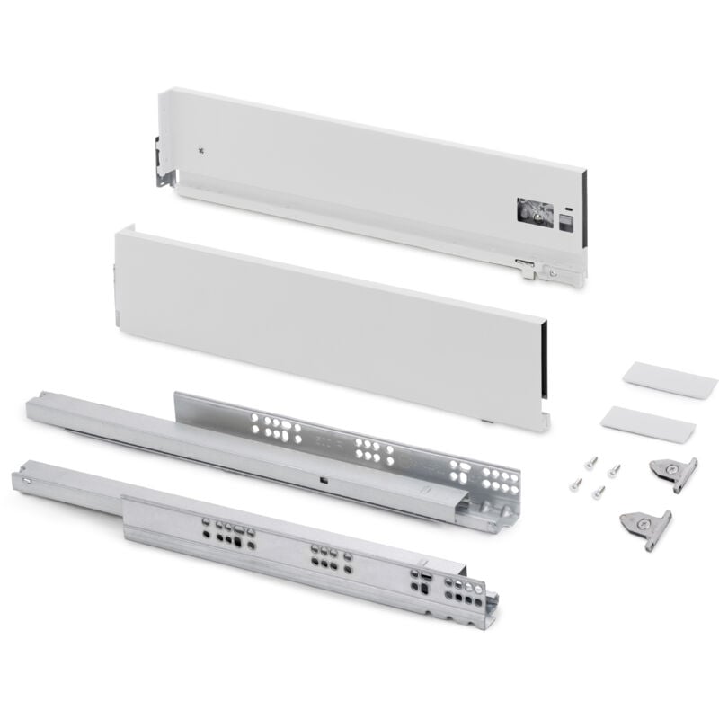 foto del prodotto cassetto esterno vertex con regolazione 3d altezza 131mm, 40kg, profondit 270mm, acciaio, verniciato bianco emuca