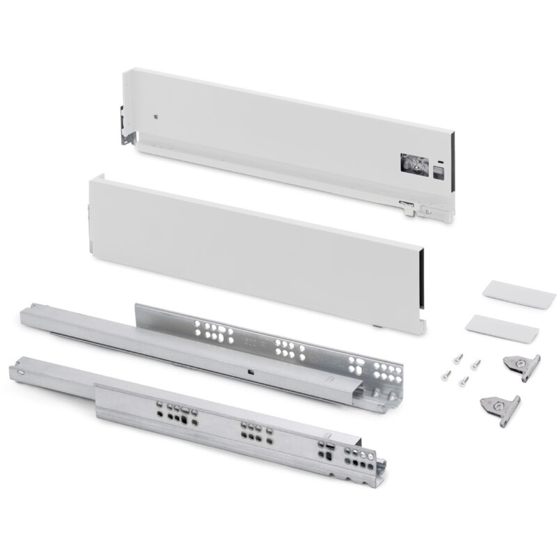 foto del prodotto cassetto esterno vertex con regolazione 3d altezza 131mm, 40kg, profondità 400mm, acciaio, verniciato bianco - emuca