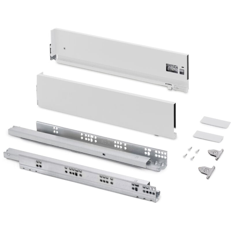 foto del prodotto cassetto esterno vertex con regolazione 3d altezza 131mm, 60kg, profondit 500mm, acciaio, verniciato bianco emuca