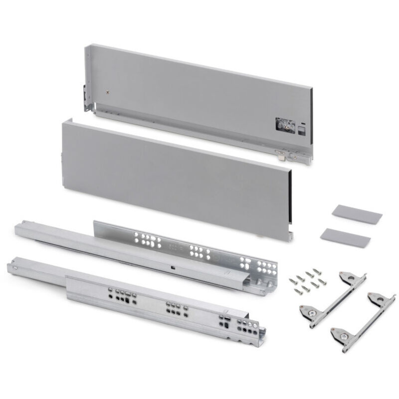 foto del prodotto cassetto esterno vertex con regolazione 3d altezza 178mm, 40kg, profondità 500mm, acciaio, verniciato alluminio - emuca