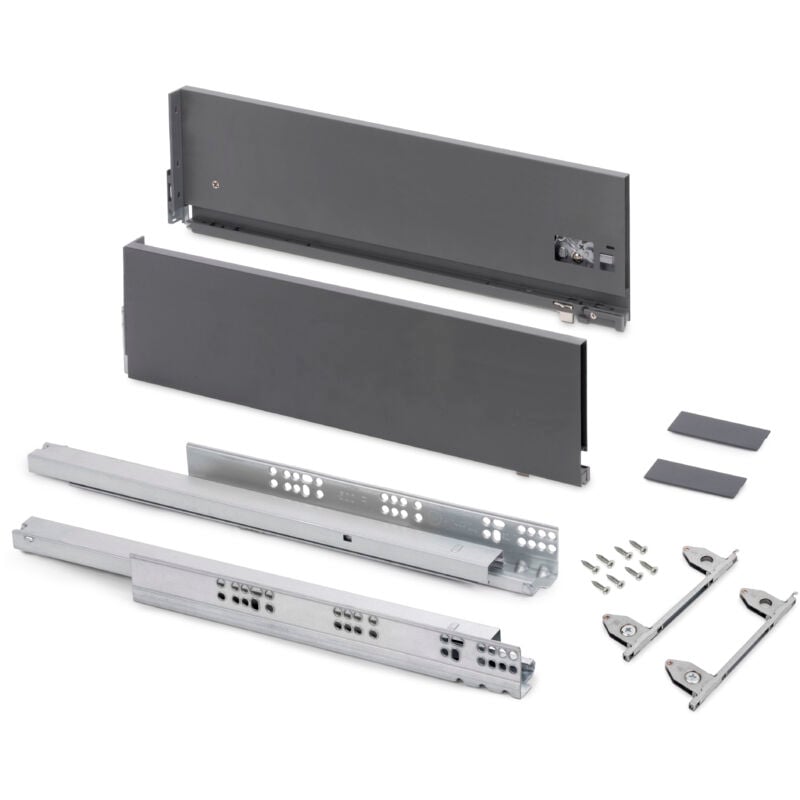 foto del prodotto cassetto esterno vertex con regolazione 3d altezza 178mm, 40kg, profondità 550mm, acciaio, grigio antracite - emuca