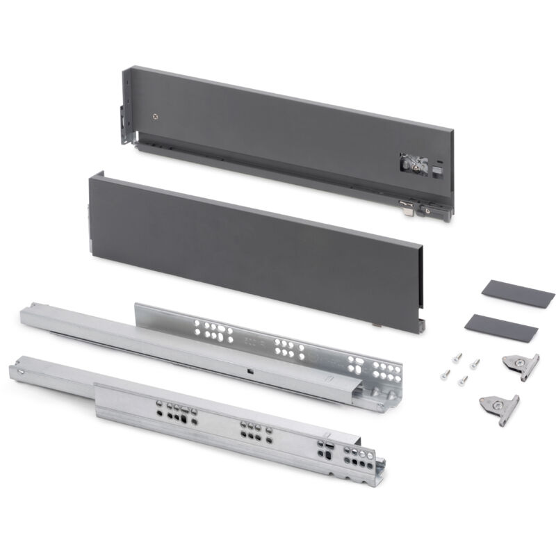 foto del prodotto cassetto esterno vertex emuca con regolazione altezza 3d 131mm, 40kg, profondità 350mm, acciaio, grigio antracite