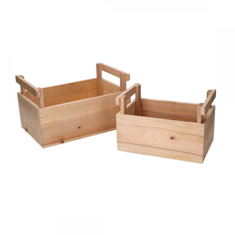 foto del prodotto cassetto legno con manici 1 2 naturale rettangolare cm 26,5x18h15