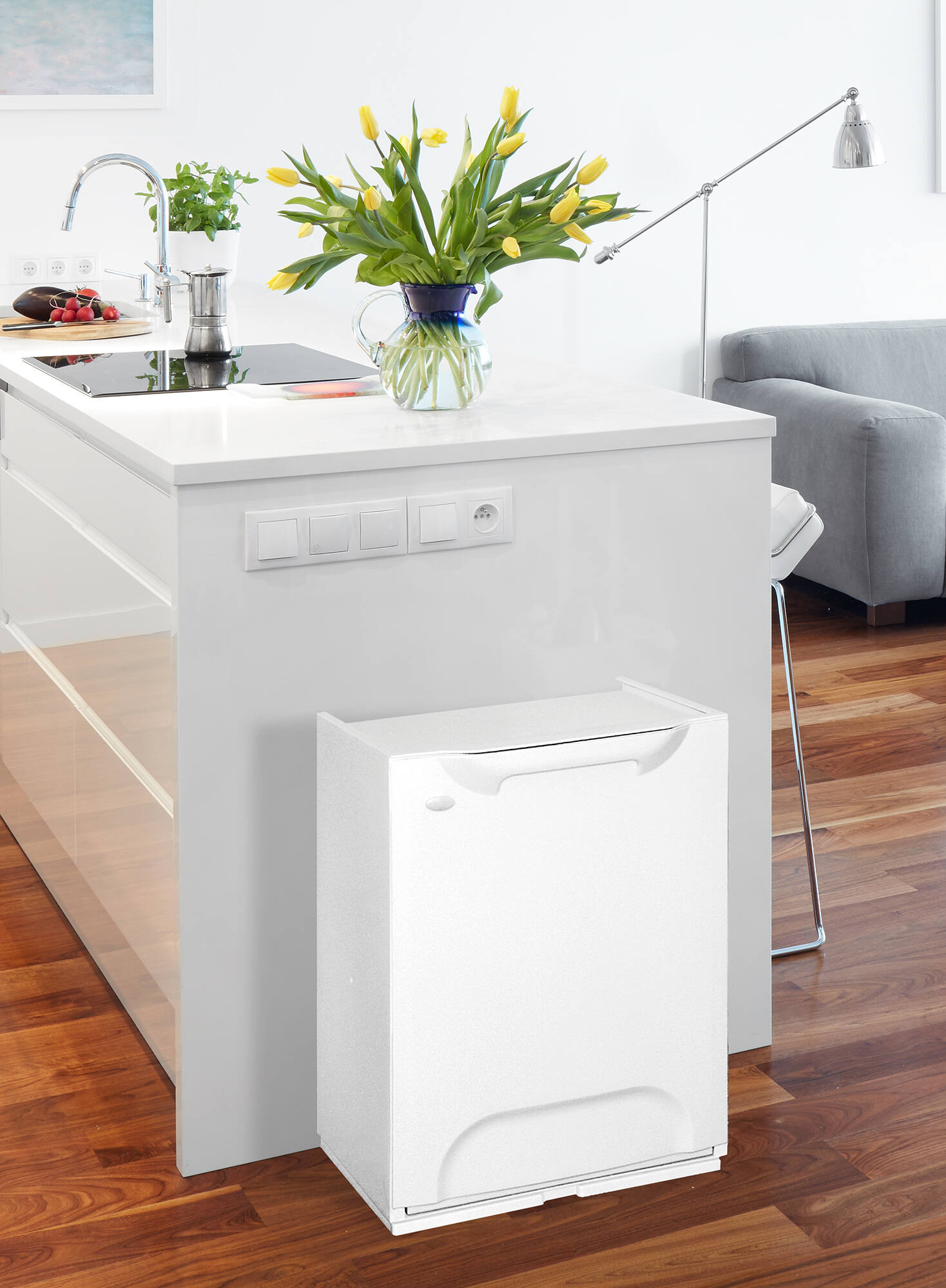 foto del prodotto cassetto portatutto in dorothy, cassettone componibile multiuso, box contenitore, 100 made in italy, cm 34x29h47, colore grigio chiaro