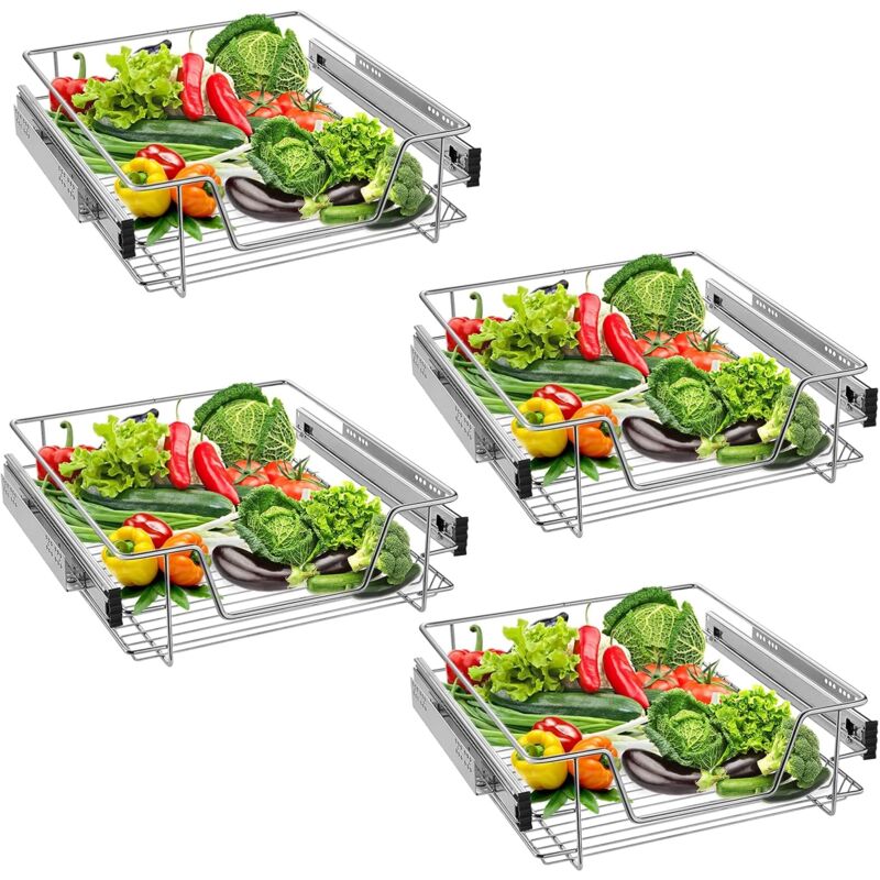 foto del prodotto cassetto telescopico 4x larghezza 50 cm cassetto cucina applicabile ripiano cucina argento in solido acciaio inox armadio armadio cucina estraibile