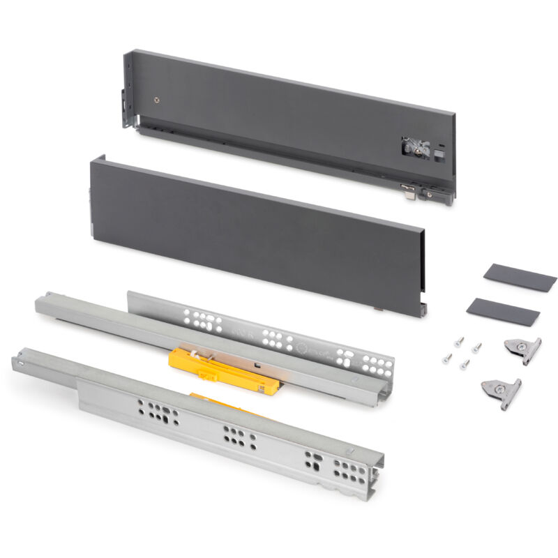 foto del prodotto cassetto vertex push sincro con regolazione 3d, altezza 131mm, 40kg, profondità 450mm, acciaio, grigio antracite - emuca