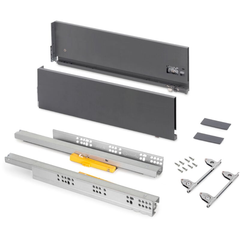 foto del prodotto cassetto vertex push sincro con regolazione 3d, altezza 178mm, 40kg, profondit 450mm, acciaio, grigio antracite emuca