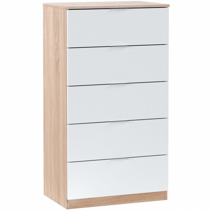 foto del prodotto cassettone cassettiera camera bianco rovere cm 60 x 40 x 110 h