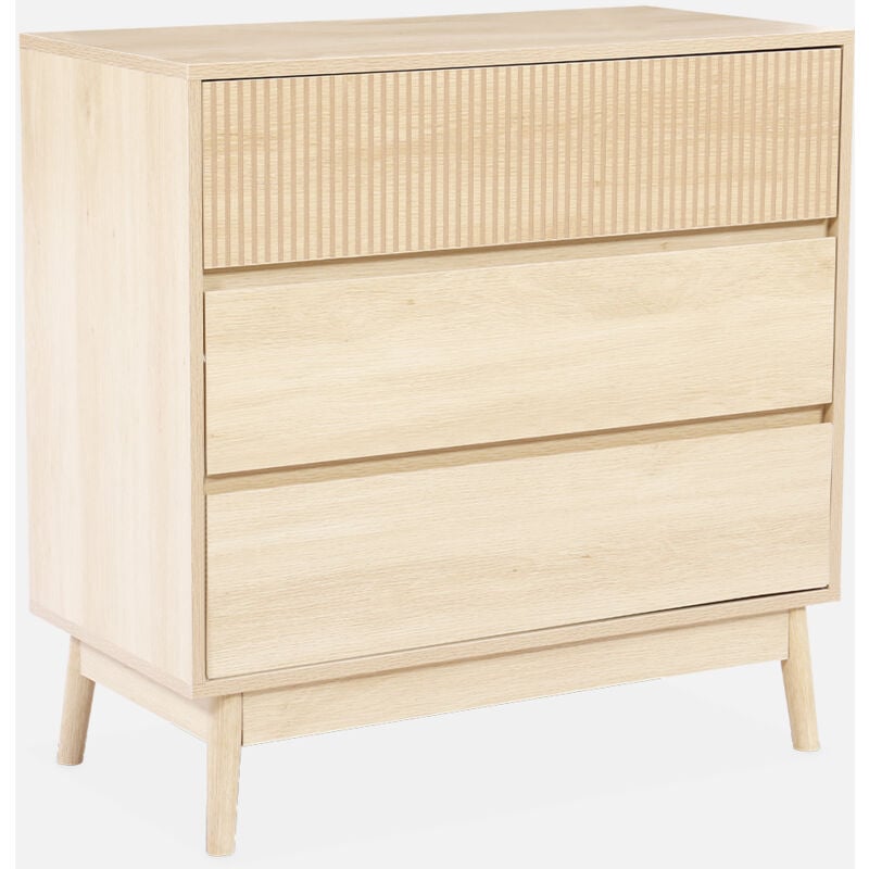 foto del prodotto cassettone effetto legno, 3 cassetti