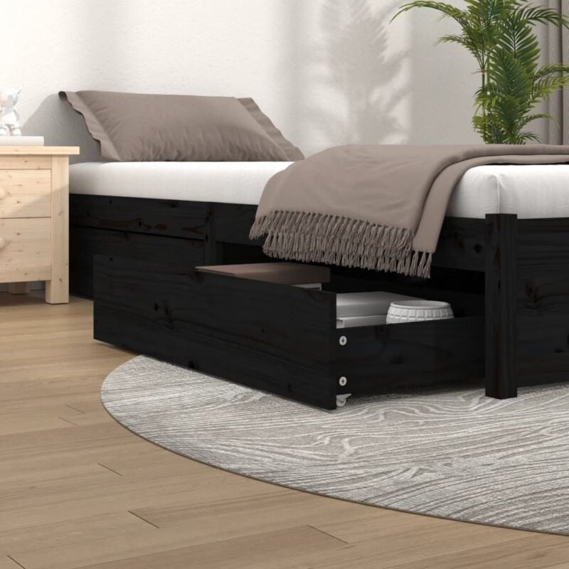 foto del prodotto cassettoni da letto 4 pz in legno massello di pino nero