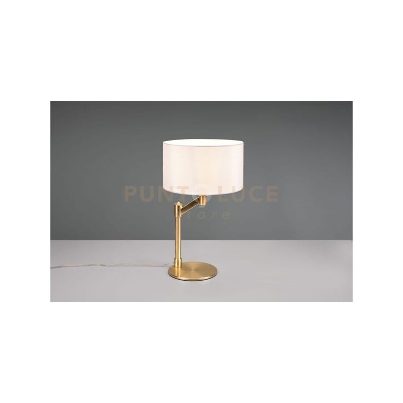 foto del prodotto cassio lampada da tavolo metallo ottone con paralume bianco h. 48,3cm 1 luce attacco e27