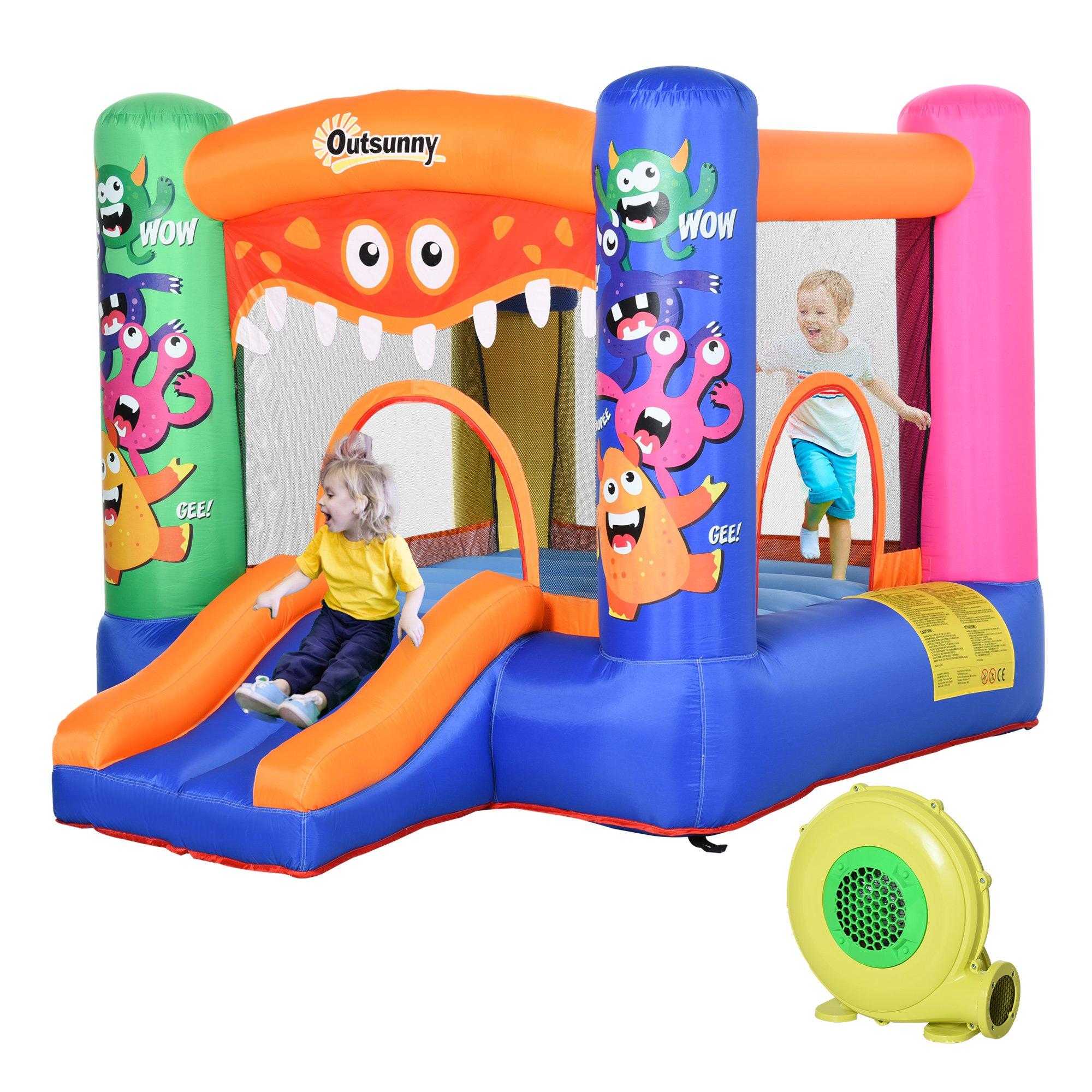 foto del prodotto castello giostra gonfiabile 290x200x155 cm con scivolo canestro e pompa multicolor