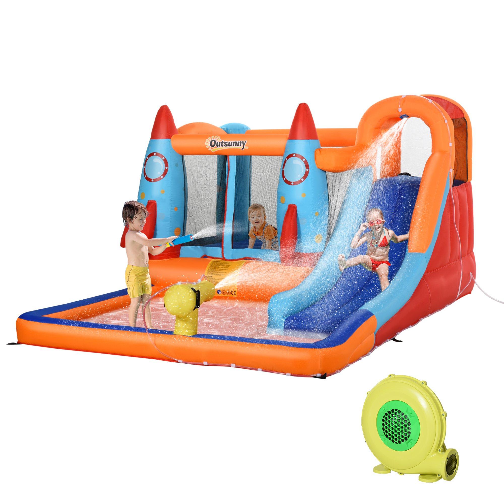 foto del prodotto castello giostra gonfiabile 370x270x185 cm con scivolo piscina e pompa multicolor