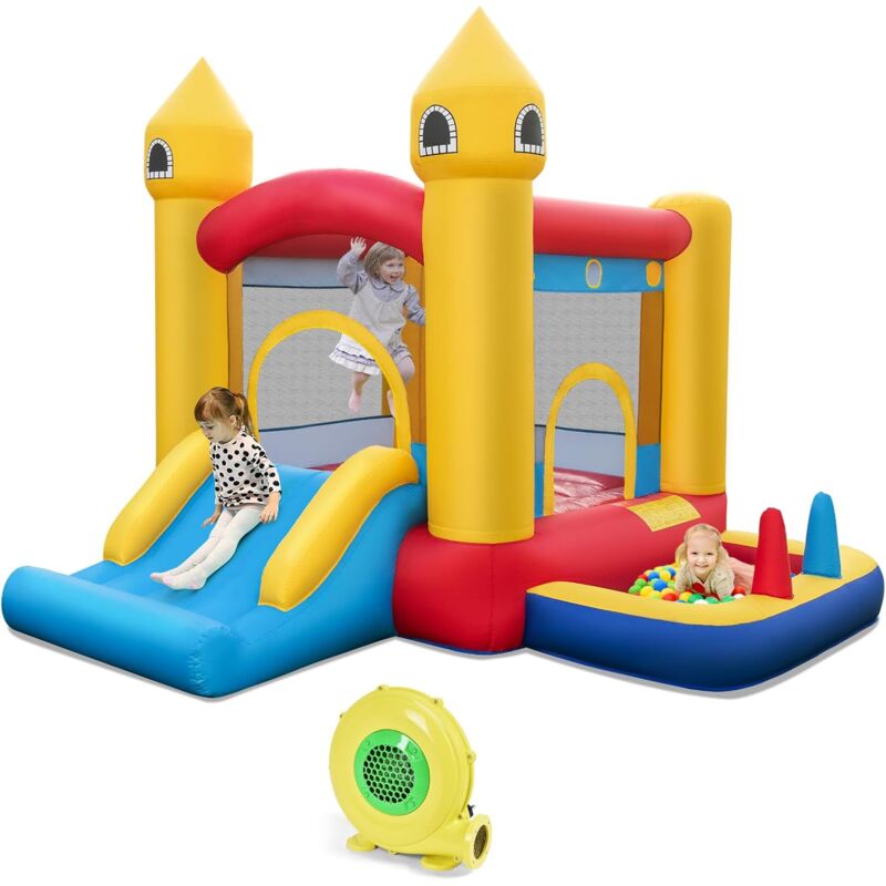 foto del prodotto castello gonfiabile per bambini 3 anni , 305 x 285 x 240 cm,con ventilatore goplus