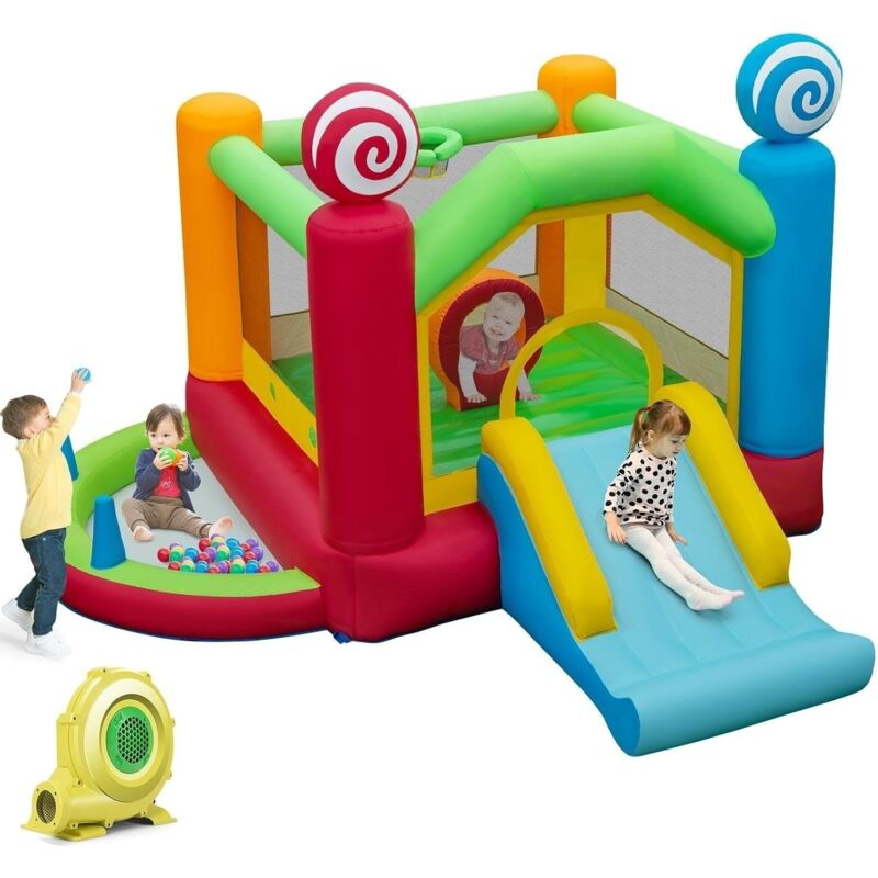 foto del prodotto castello gonfiabile per bambini 3 anni , 385 x 360 x 250 cm,con ventilatore goplus