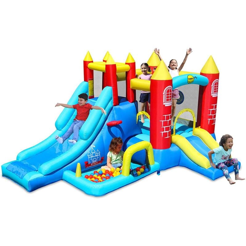 foto del prodotto castello gonfiabile per bambini saltarello 2 scivoli vasca palline motore aria