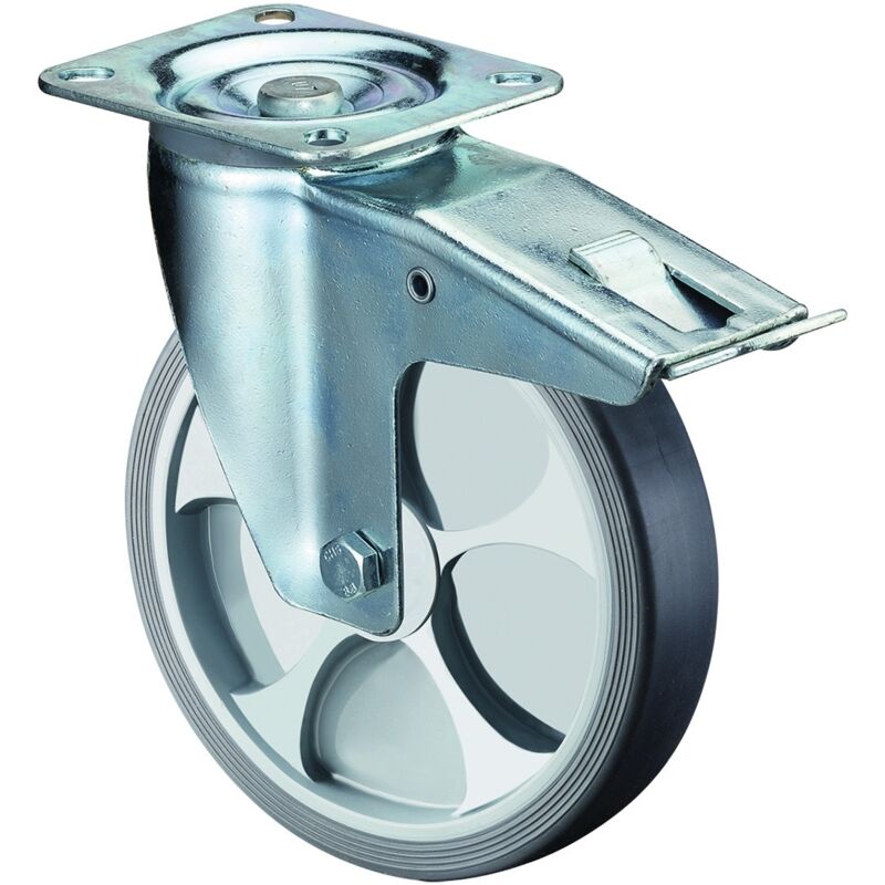 foto del prodotto caster con ruote in gomma termoplastica striscia