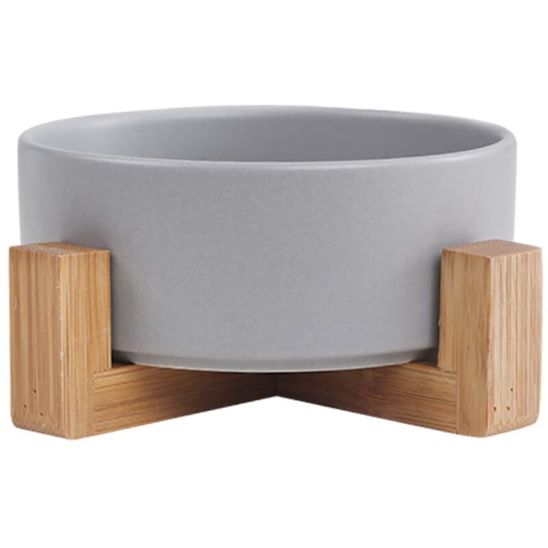 foto del prodotto cat and dog bowl cat and puppy bowl cat bowl with stylish bamboo frame grey 