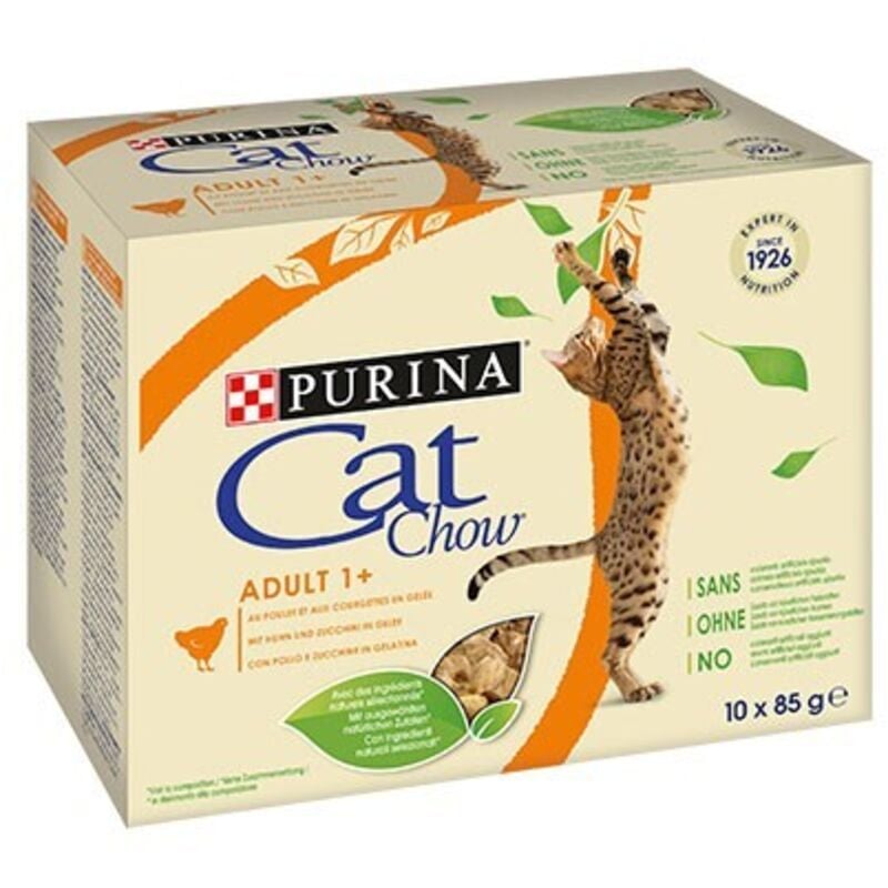 foto del prodotto cat chow adult pollo e zucchine cat chow adult pollo e zucchine confezione da 10x85 gr purina