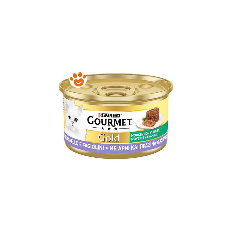 foto del prodotto cat gourmet gold mousse con agnello e squisiti fagiolini cat gourmet gold mousse con agnello e squisiti fagiolini lattina da 85 gr purina