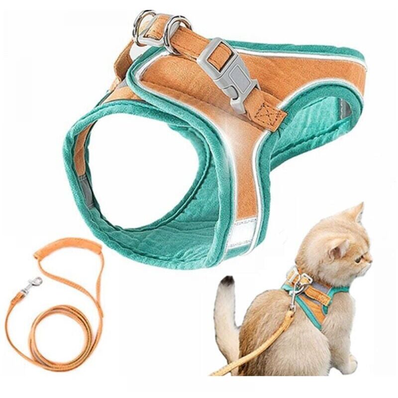 foto del prodotto cat harness and leash, comoda giacca da passeggio per gatti con guinzaglio, guinzaglio per gatti in stile gilet, a prova di fuga, guinzaglio speciale