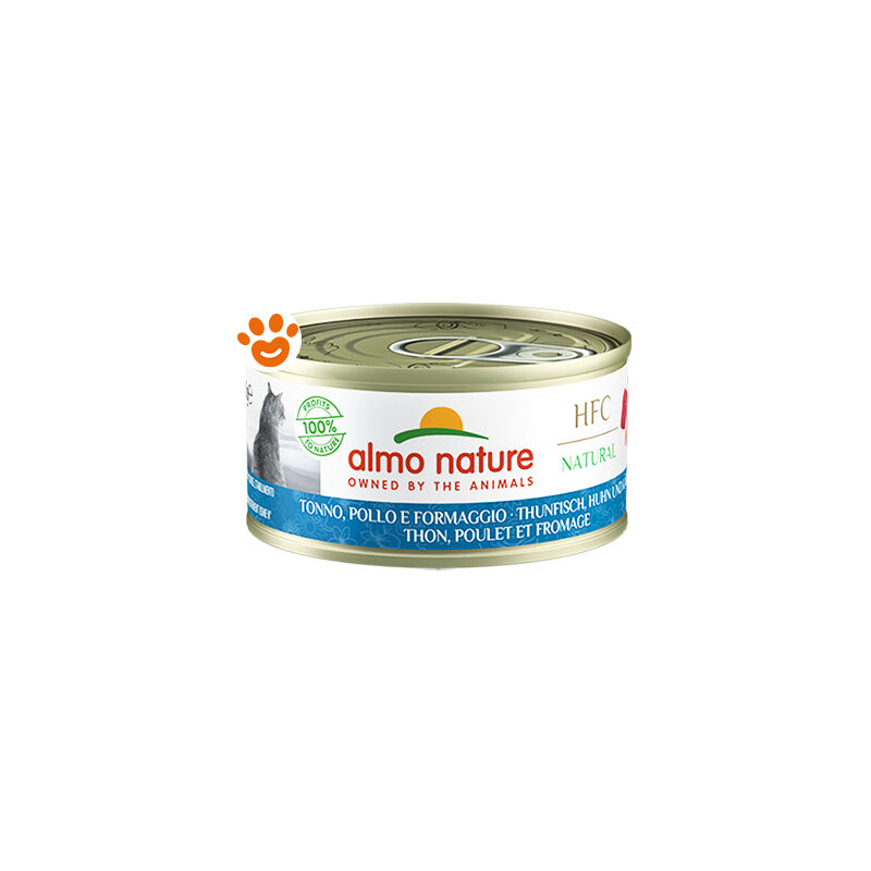 foto del prodotto cat hfc natural tonno, pollo e formaggio 5080h megapack cat hfc natural tonno, pollo e formaggio 5080h megapack lattina da 70 gr almo nature