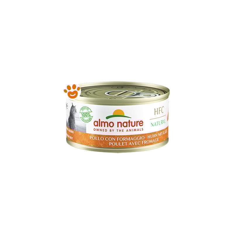 foto del prodotto cat hfc pollo con formaggio 5083h megapack cat hfc pollo con formaggio 5083h megapack lattina da 70 gr almo nature