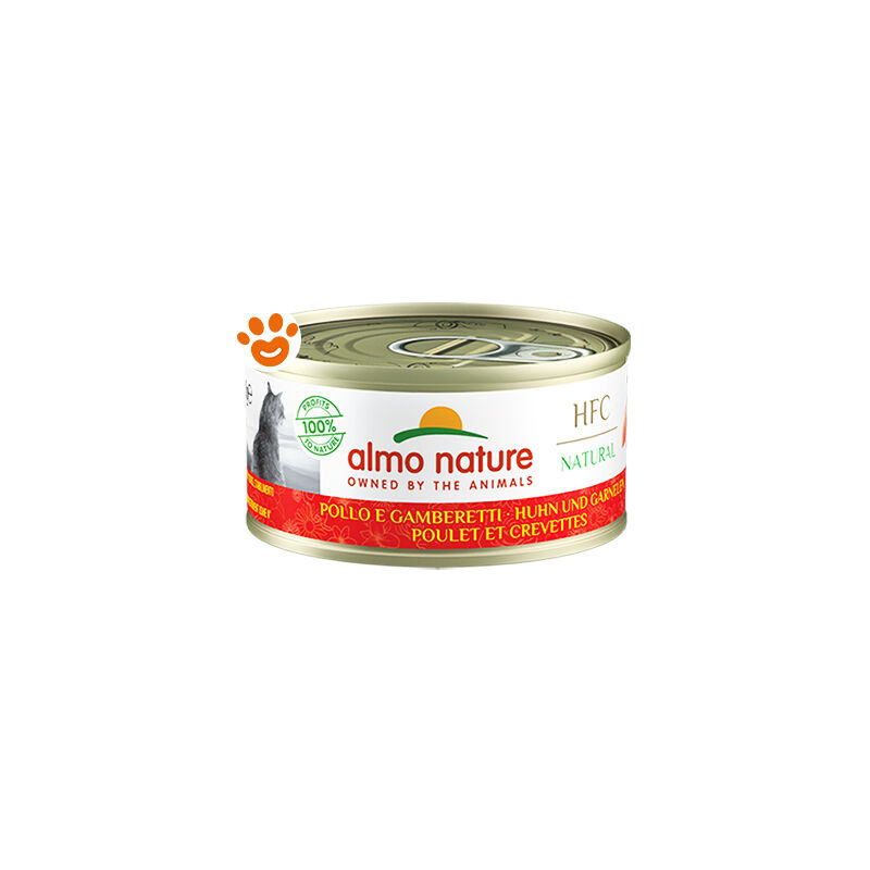 foto del prodotto cat hfc pollo e gamberetti 5024h megapack cat hfc pollo e gamberetti 5024h megapack lattina da 70 gr almo nature