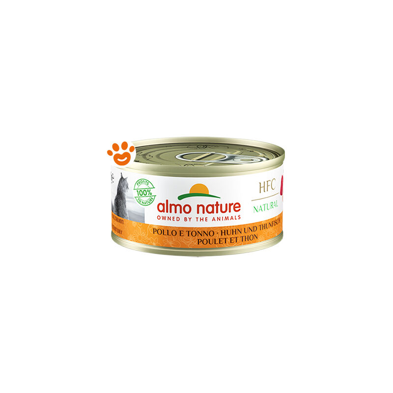 foto del prodotto cat hfc pollo e tonno 5025h megapack cat hfc pollo e tonno 5025h megapack lattina da 70 gr almo nature