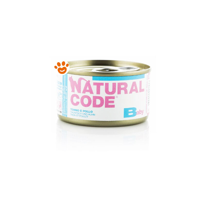 foto del prodotto cat kitten baby tonno e pollo cat kitten baby tonno e pollo lattina da 85 gr natural code