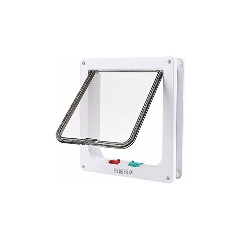 foto del prodotto cat mate large white 4 way locking flap per gatti o cani facile da installare, 23 cm x 25 cm x 5,5 cm