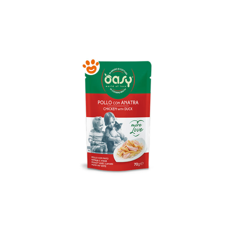 foto del prodotto cat more love pollo con anatra cat more love pollo con anatra bustina da 70 gr oasy