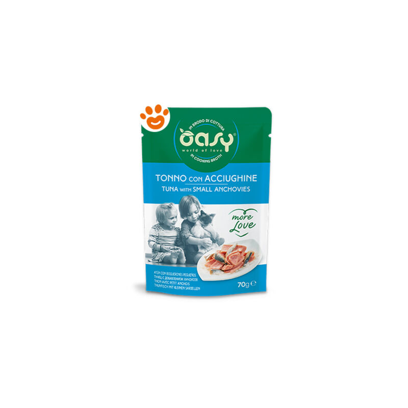 foto del prodotto cat more love tonno con acciughine cat more love tonno con acciughine vaschetta da 70 gr oasy