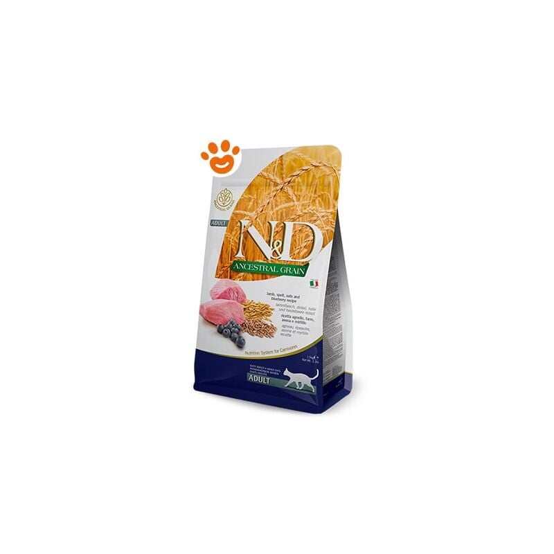 foto del prodotto cat n d ancestral grain adult agnello e mirtillo cat n d ancestral grain adult agnello e mirtillo sacco da 5 kg farmina