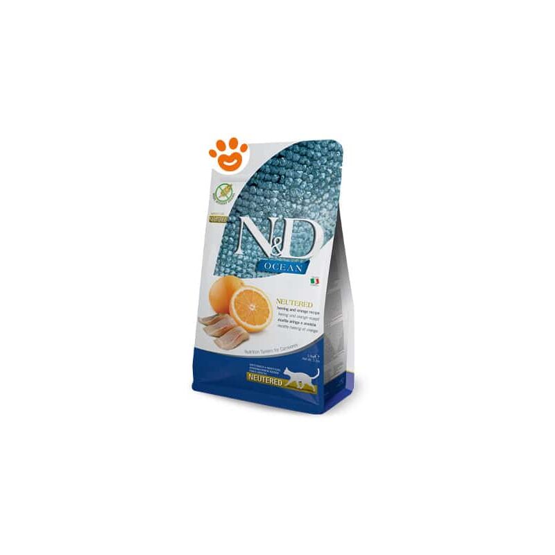 foto del prodotto cat n d ocean prime neutered adult aringa e arancia cat n d ocean prime neutered adult aringa e arancia sacco da 5 kg farmina