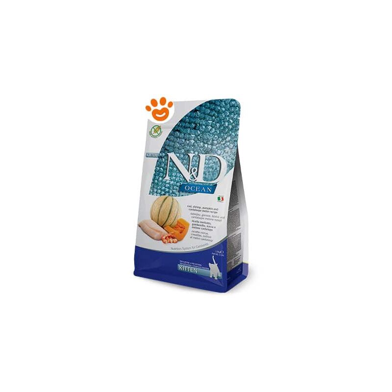 foto del prodotto cat n d ocean pumpkin kitten merluzzo gamberetti e melone cat n d ocean pumpkin kitten merluzzo gamberetti e melone sacco da 300 gr farmina