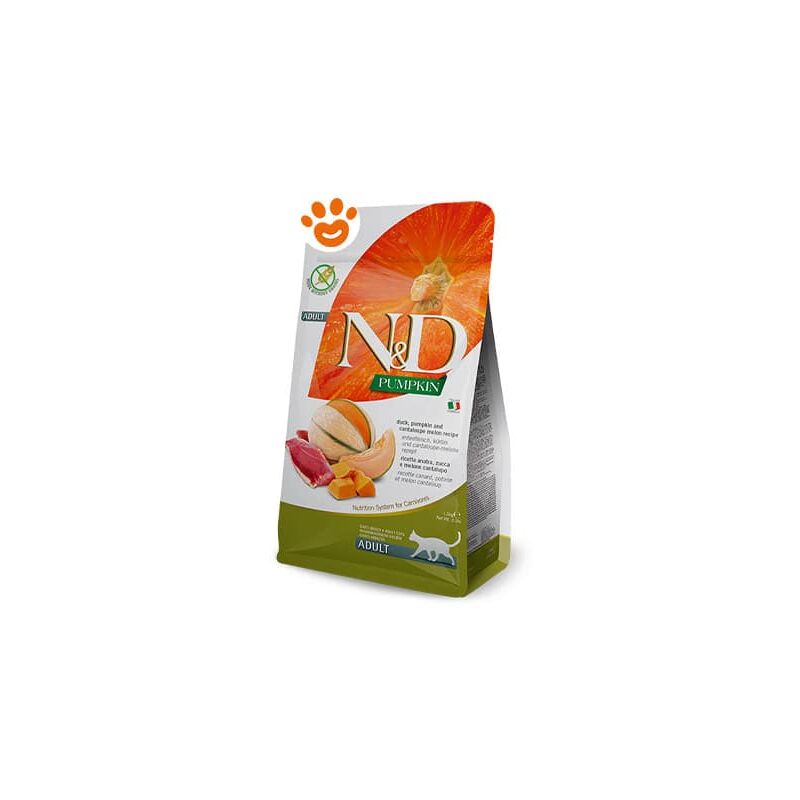 foto del prodotto cat n d pumpkin adult anatra zucca e melone cat n d pumpkin adult anatra zucca e melone sacco da 1,5 kg farmina